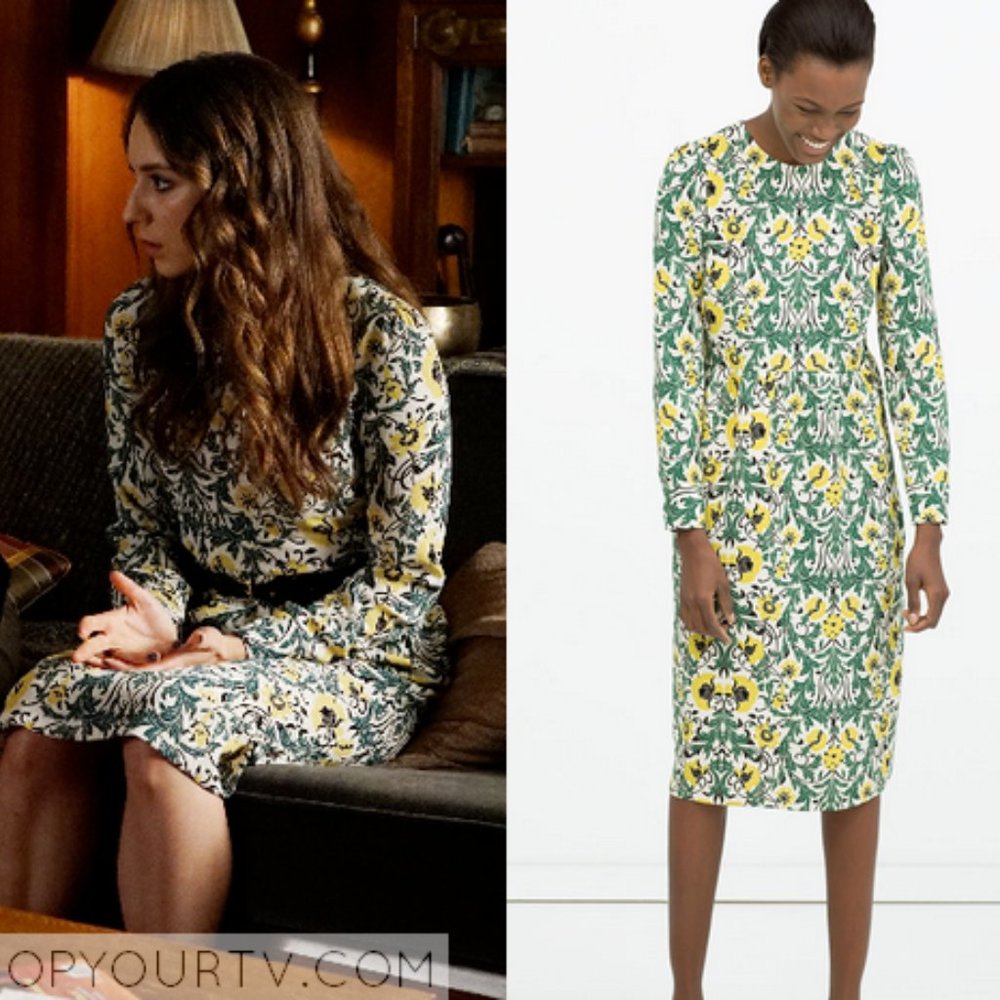Zara Floral Long Sleeve Midi Dress